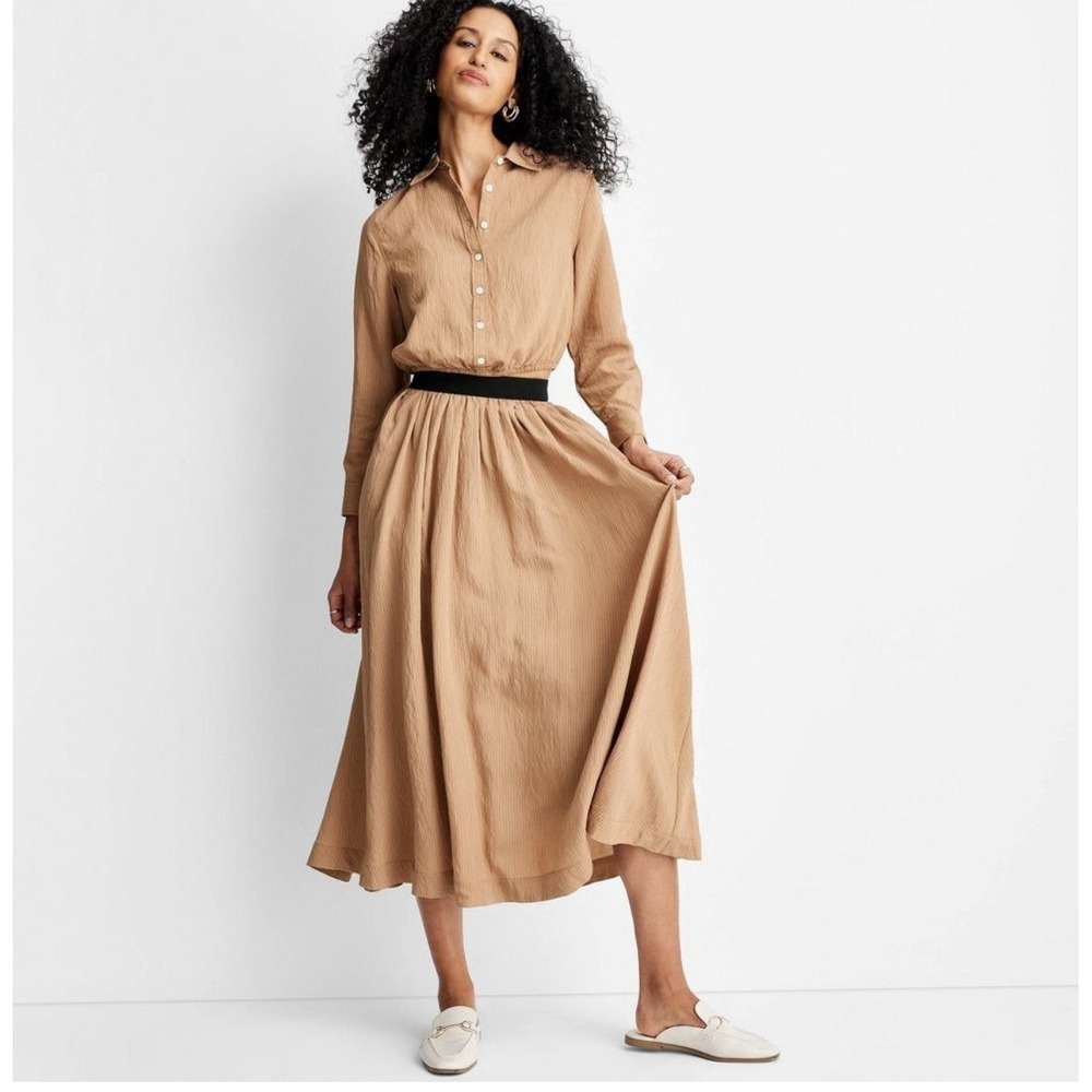 Womens Small Brown High-Rise Full Lining Maxi A-Line Skirt - Future Collective